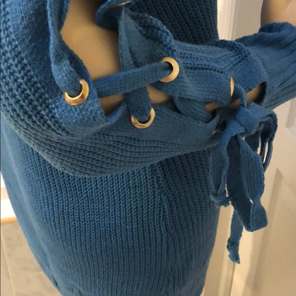 GIRLY & FLIRTY WINTER BLUE SWEATER DRESS - Picture 8 of 8